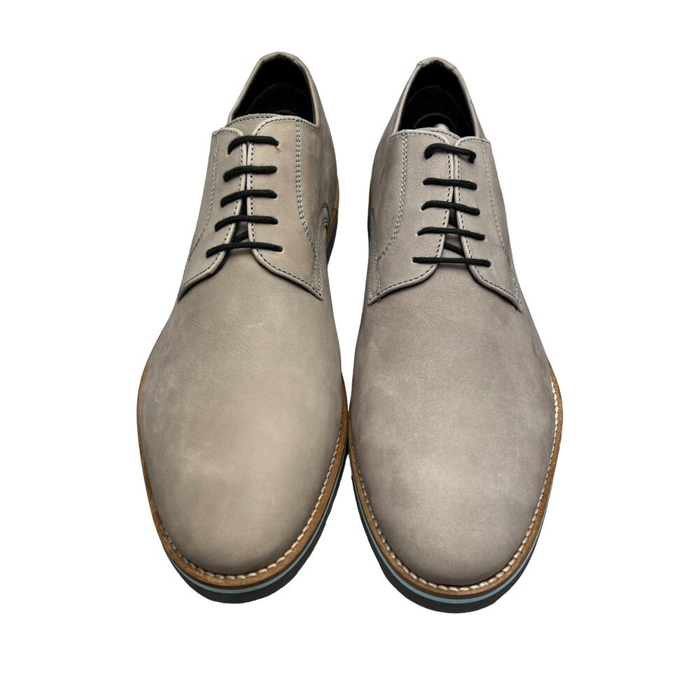 Bar III Baxter Buck Grey Leather Upper Plain Toe Derby Mens 12M Dress Shoes